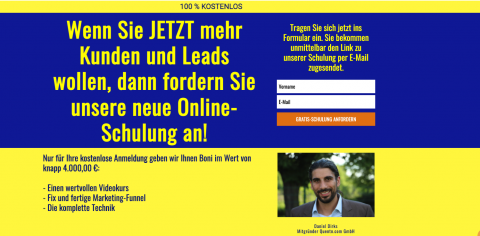 Beispiel kurze Landingpage