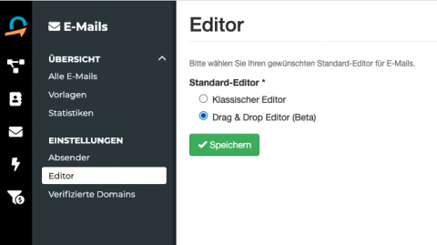 Neuen Editor wählen