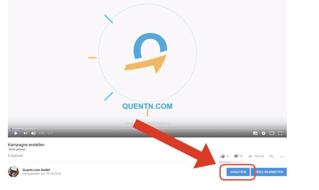 Analyse-Button bei youtube